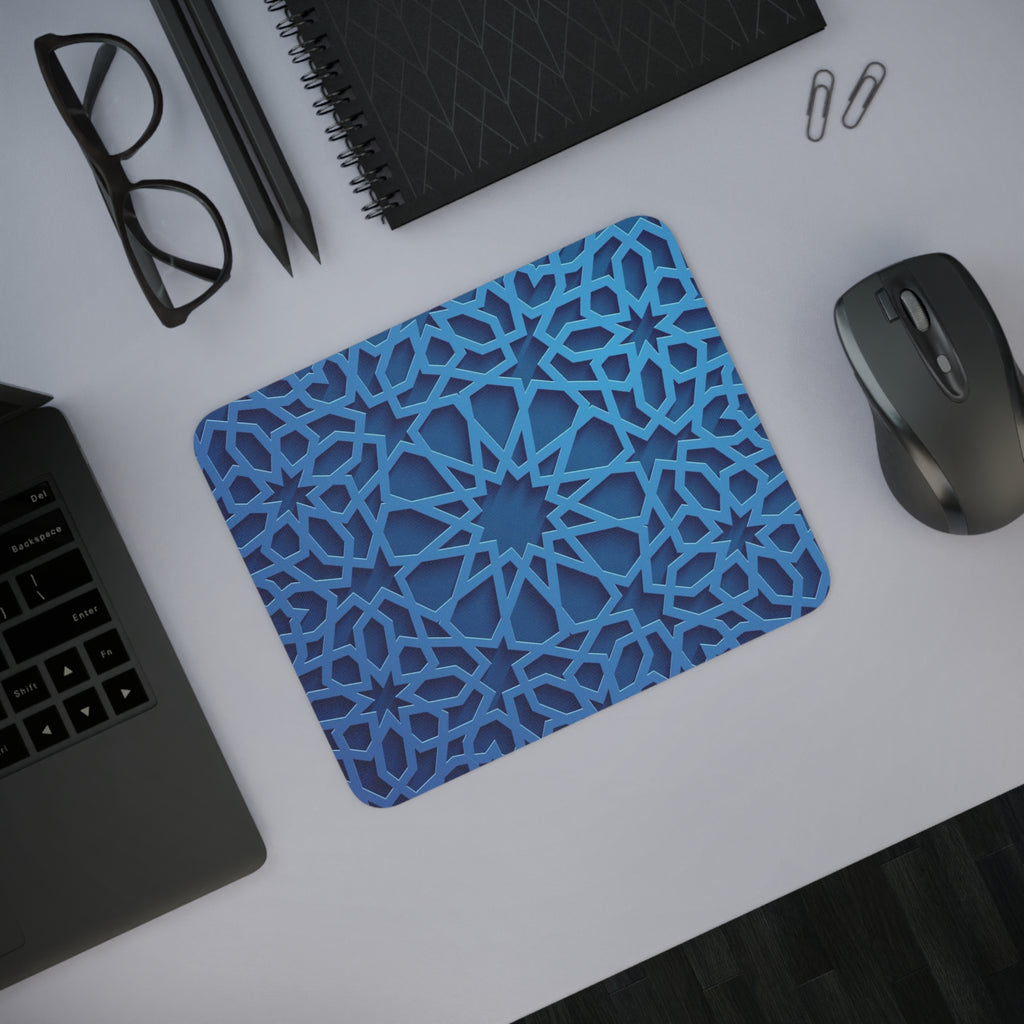 Elegant Blue Geometric Desk Mouse Pad