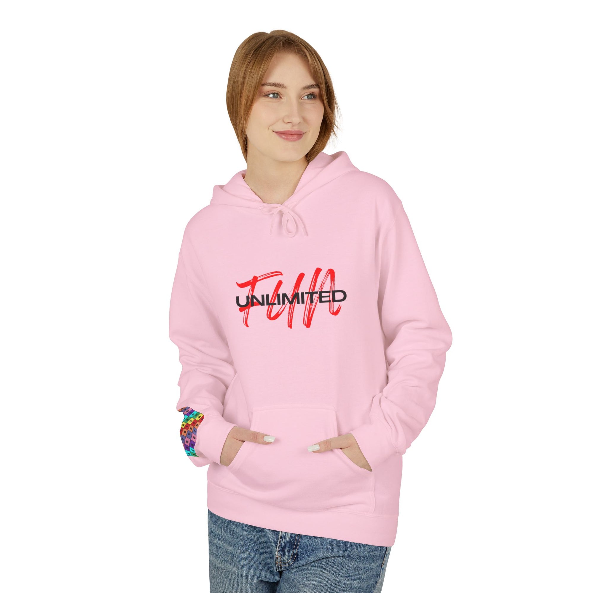 Fun Unlimited Unisex Hoodie - (Black + Red)