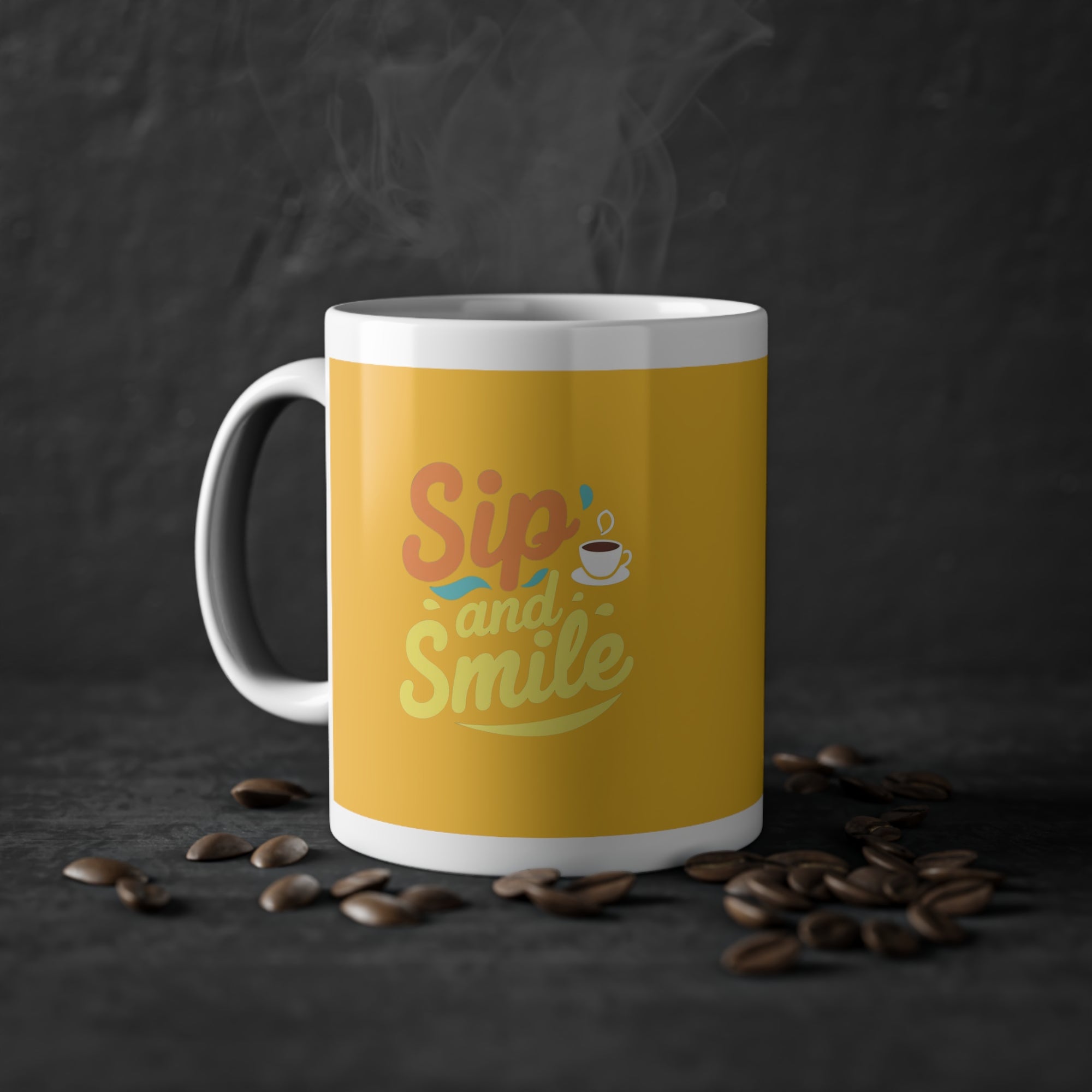 Sip and Smile Mug, Cheerful Coffee Cup for Daily Joy