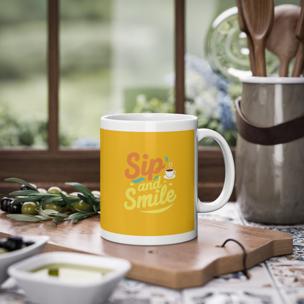 Sip and Smile Mug, Cheerful Coffee Cup for Daily Joy