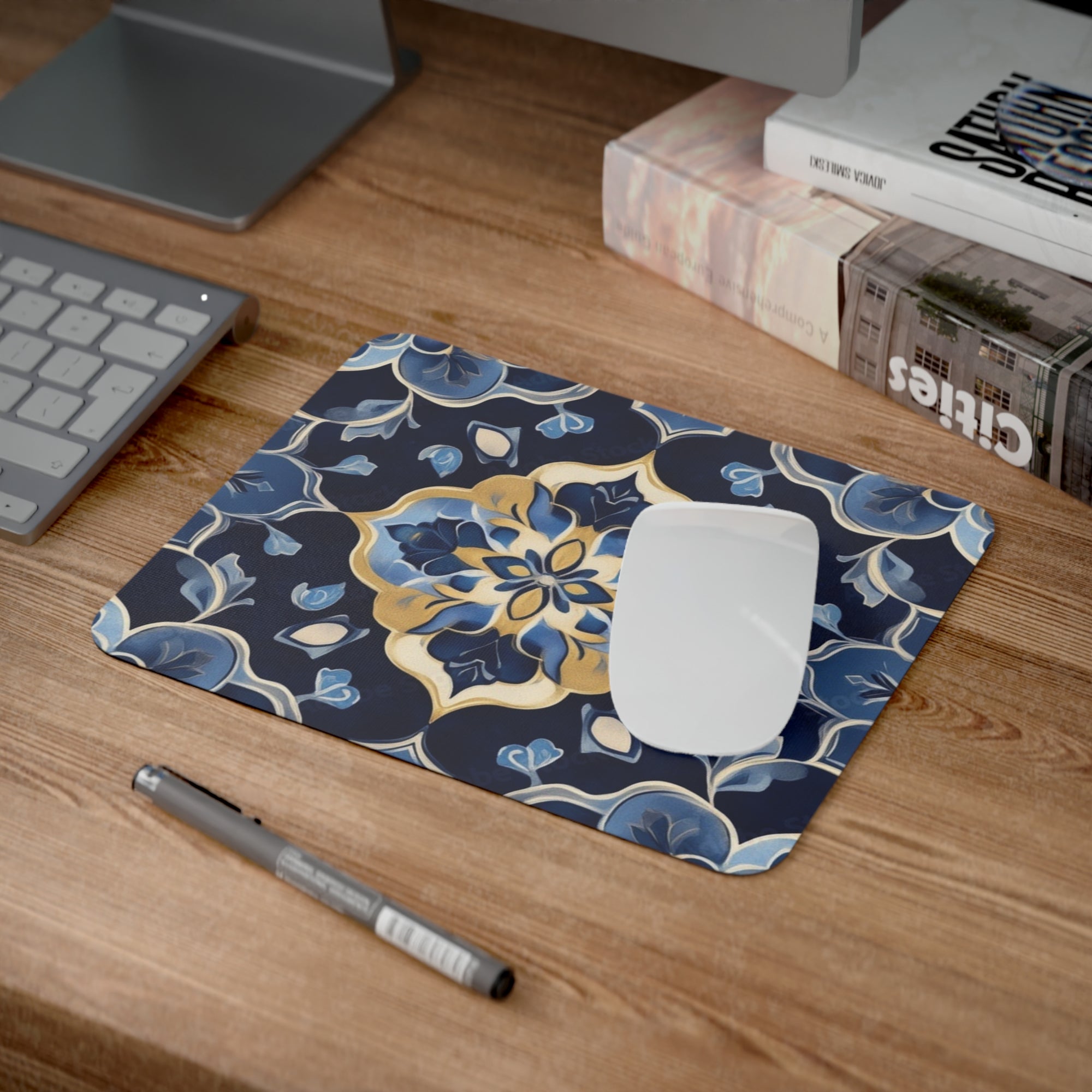 Elegant Floral Desk Mouse Pad, Office Decor, Gift for Home Office, Computer Accessories, Work Station