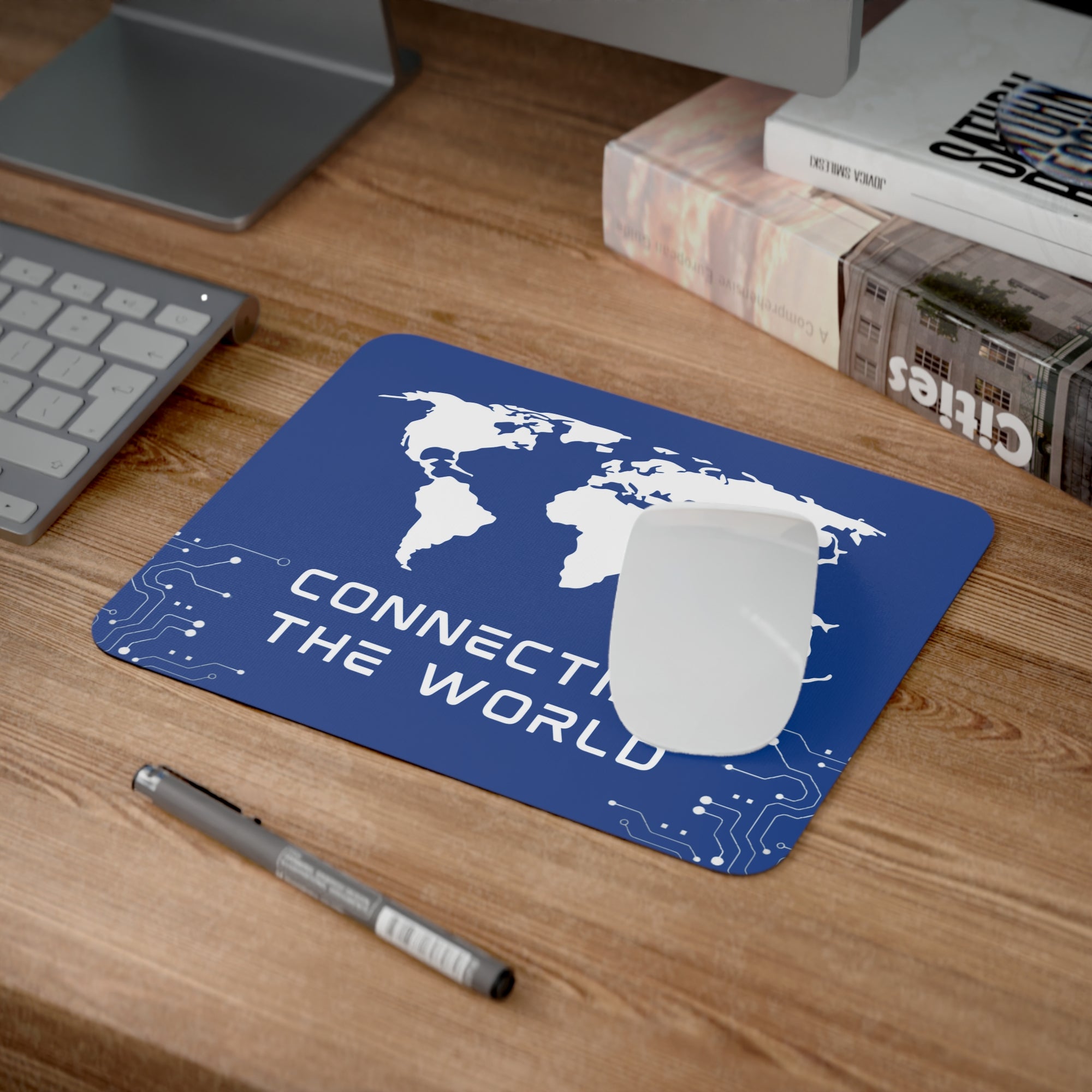 World Map Desk Mouse Pad - Connecting the World.