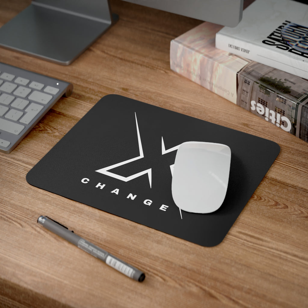 Sleek Modern Desk Mouse Pad- Black with 'X CHANGE' Design