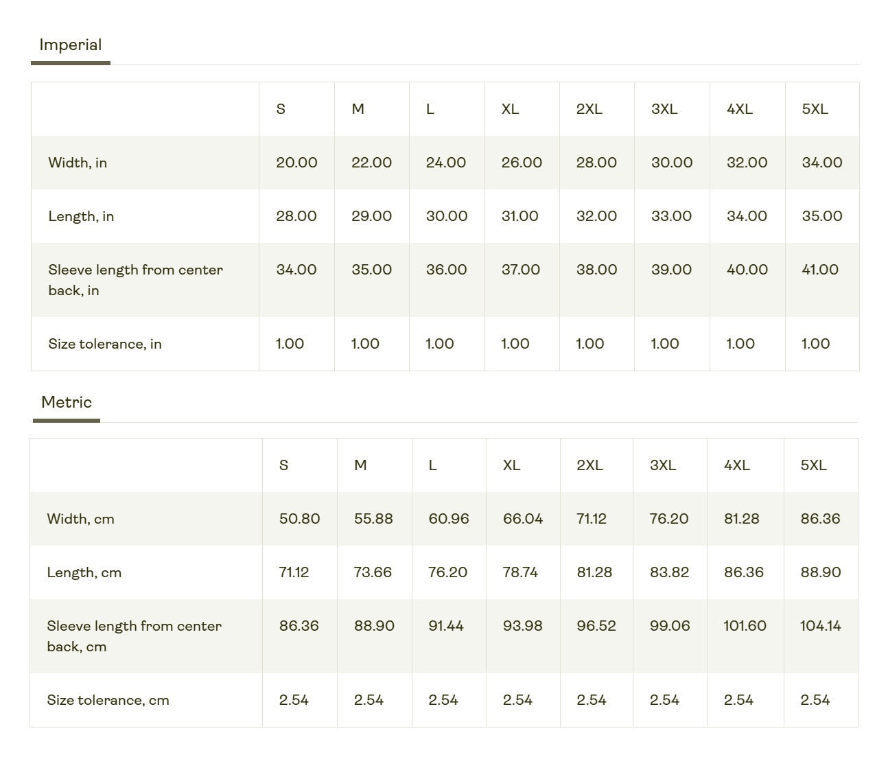 Size Chart